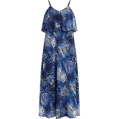 Faina Maxi-jurk met dierenprint Dames KONING BLAUW XS Faina Maxi-jurk met dierenprint Dames KONING BLAUW XS