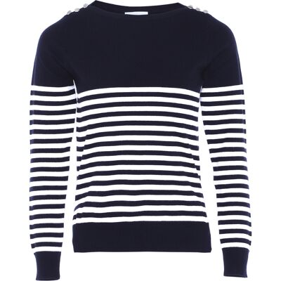 usha Jumper Dames Donker marineblauwe gebroken witte strepen XL/2XL usha Jumper Dames Donker marineblauwe gebroken witte strepen XL/2XL