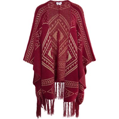 usha Gebreide cape Dames Donkerrood goud L/XL usha Gebreide cape Dames Donkerrood goud L/XL