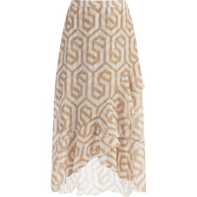 Faina midirok Dames beige wit XS Faina midirok Dames beige wit XS