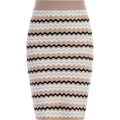 Faina Gebreide midi-rok Dames Beige Veelkleurig S Faina Gebreide midi-rok Dames Beige Veelkleurig S