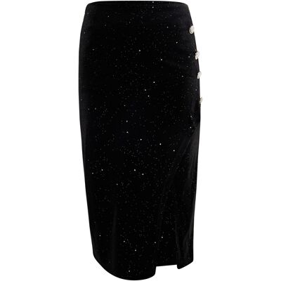 Faina Fluwelen rok met glitters Dames zwart XS Faina Fluwelen rok met glitters Dames zwart XS