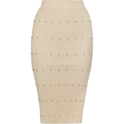 Faina Gebreide rok met strass steentjes Dames lichtbeige XS/S Faina Gebreide rok met strass steentjes Dames lichtbeige XS/S