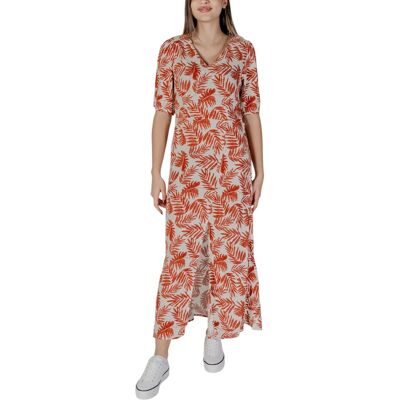 b.Young Bladprint Maxi-jurk V-hals Korte Mouwen 34 b.Young Bladprint Maxi-jurk V-hals Korte Mouwen 34