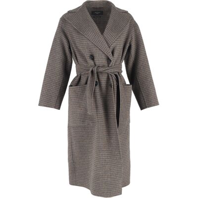 Max Mara Pre-owned Max Mara Orense geruite double-breasted jas in bruine wol 2XS Max Mara Pre-owned Max Mara Orense geruite double-breasted jas in bruine wol 2XS