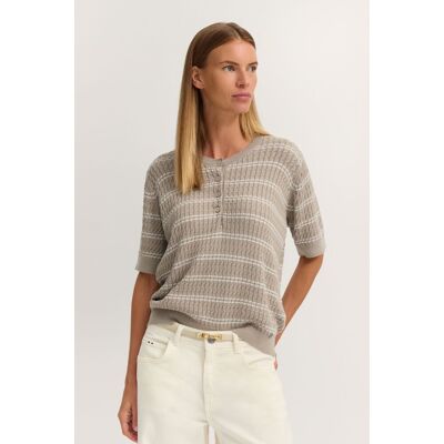 Bugatti Damen Trui met ronde hals, korte mouwen en knoopsluiting S Bugatti Damen Trui met ronde hals, korte mouwen en knoopsluiting S