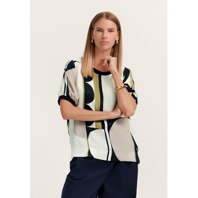 Bugatti Damen Blouse met korte mouwen en grafische print van 100% viscose 36 Bugatti Damen Blouse met korte mouwen en grafische print van 100% viscose 36