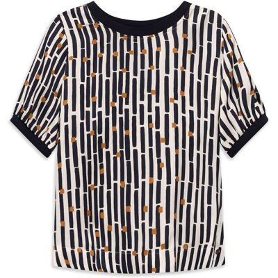 Bugatti Damen Blouse met korte mouwen en grafische print van 100% viscose 42 Bugatti Damen Blouse met korte mouwen en grafische print van 100% viscose 42