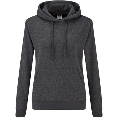 Fruit of the Loom Dames/Dames Klassieke Effen Hoodie (Donkere Heide Grijs) S Fruit of the Loom Dames/Dames Klassieke Effen Hoodie (Donkere Heide Grijs) S