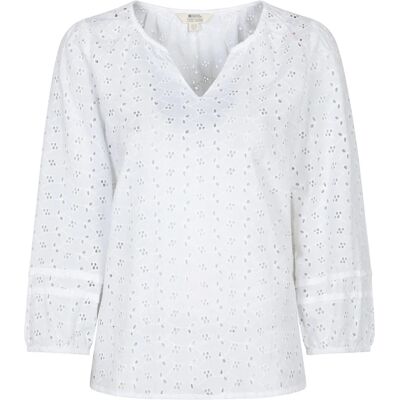 Mountain Warehouse Dames Broderie Lichte 3/4 Mouwen Casual Shirt (Wit) 42 Mountain Warehouse Dames Broderie Lichte 3/4 Mouwen Casual Shirt (Wit) 42