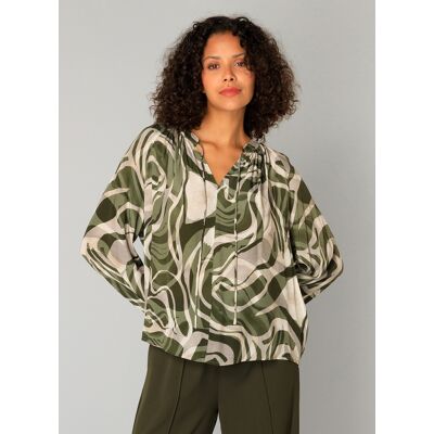 YEST Carmen Tops - Army Green/Multi-Col 40 YEST Carmen Tops - Army Green/Multi-Col 40