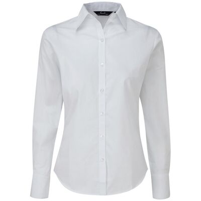 Premier Dames/Dames Popeline Blouse met Lange Mouwen (Wit) 5XL Premier Dames/Dames Popeline Blouse met Lange Mouwen (Wit) 5XL