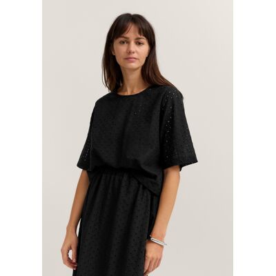 Bugatti Damen Blouse met korte mouwen, modern model met gaatjespatroon 40 Bugatti Damen Blouse met korte mouwen, modern model met gaatjespatroon 40