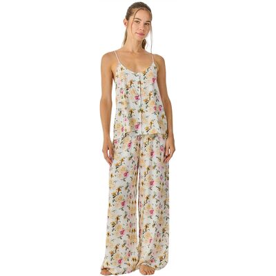 J&J Brothers Dames Zomer Pyjama's met Schouderbanden en Vloeiende Lange Broek JJB33 L J&J Brothers Dames Zomer Pyjama's met Schouderbanden en Vloeiende Lange Broek JJB33 L