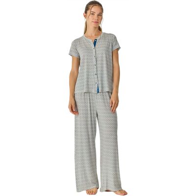 J&J Brothers Dames Zomer Pyjama's met Flowing Lange Broek JJB28 L J&J Brothers Dames Zomer Pyjama's met Flowing Lange Broek JJB28 L