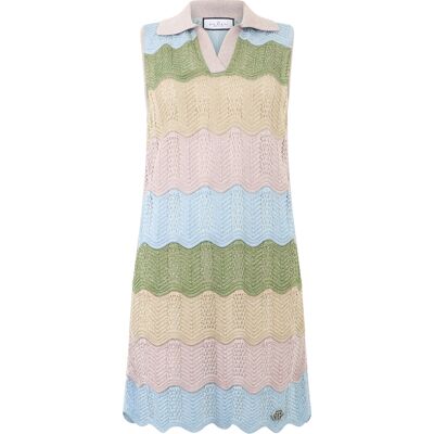 Philipp Plein Polo Neck Mini Dress Color Wave XS Philipp Plein Polo Neck Mini Dress Color Wave XS