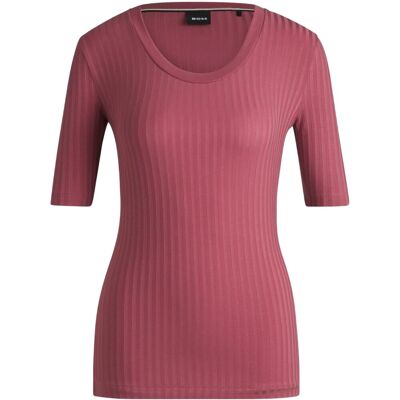 Boss Dames Effilie Geribd T-Shirt (Rood) 38 Boss Dames Effilie Geribd T-Shirt (Rood) 38
