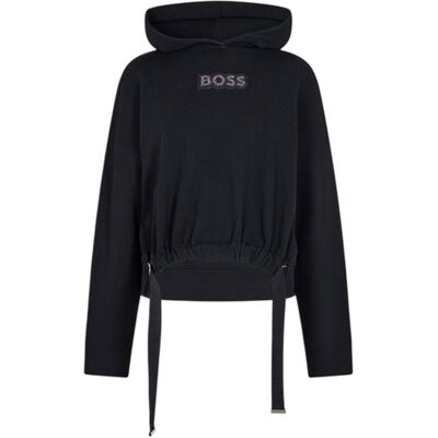 Boss Dames Diamante Trekkoord Hoodie (Zwart) 40 Boss Dames Diamante Trekkoord Hoodie (Zwart) 40
