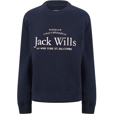 Jack Wills Dames/Dames Hunston Grafisch Sweatshirt met Ronde Hals (Marine) 3XS Jack Wills Dames/Dames Hunston Grafisch Sweatshirt met Ronde Hals (Marine) 3XS