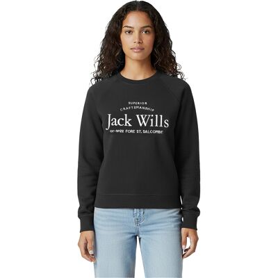 Jack Wills Dames/Dames Hunston Grafisch Sweatshirt met Ronde Hals (Zwart) 2XS Jack Wills Dames/Dames Hunston Grafisch Sweatshirt met Ronde Hals (Zwart) 2XS