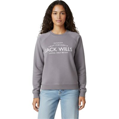 Jack Wills Dames/Dames Hunston Grafisch Sweatshirt met Ronde Hals (Grijze Mergel) 3XS Jack Wills Dames/Dames Hunston Grafisch Sweatshirt met Ronde Hals (Grijze Mergel) 3XS