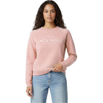 Jack Wills Dames/Dames Hunston Grafisch Sweatshirt met Ronde Hals (Zacht Roze) 2XS Jack Wills Dames/Dames Hunston Grafisch Sweatshirt met Ronde Hals (Zacht Roze) 2XS