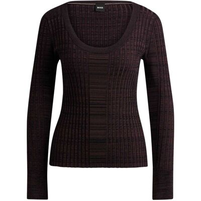 Boss Dames-trui met ronde hals van viscose (Bruin) S Boss Dames-trui met ronde hals van viscose (Bruin) S