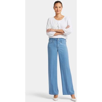 Nydj High Rise Teresa Wijde Pijpen Jeans Lichtblauw Gestreepte Premium Denim 36 Nydj High Rise Teresa Wijde Pijpen Jeans Lichtblauw Gestreepte Premium Denim 36