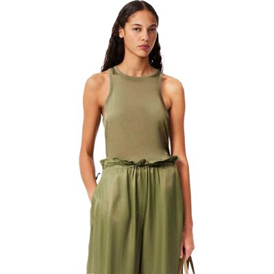 Lacoste Vloeibare satijnen tanktop voor dames (Khaki) 42 Lacoste Vloeibare satijnen tanktop voor dames (Khaki) 42