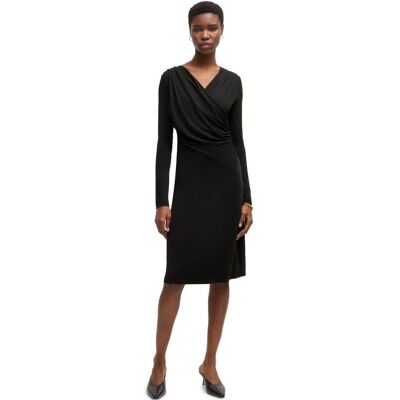 Boss Dames Eular Surplice Lange Mouw Wrap Jurk (Zwart) 38 Boss Dames Eular Surplice Lange Mouw Wrap Jurk (Zwart) 38
