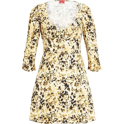 Hugo Dames/Dames Mini Jurk met Luipaardprint (Geel/Bruin) 36 Hugo Dames/Dames Mini Jurk met Luipaardprint (Geel/Bruin) 36