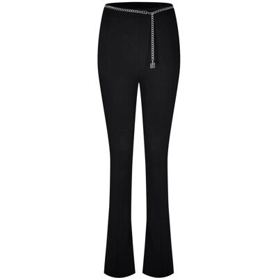 Hugo Dames/Dames Norinda broek met kettingdetail (Zwart) L Hugo Dames/Dames Norinda broek met kettingdetail (Zwart) L