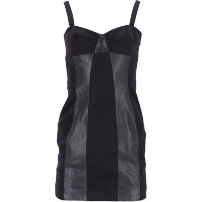 Joseph Pre-owned Joseph Panel Corsetjurk in zwarte wol en leer S Joseph Pre-owned Joseph Panel Corsetjurk in zwarte wol en leer S