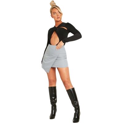 Missyempire Missy Empire Dames/Dames Wrap Getailleerde Minirok (Grijs) 34 Missyempire Missy Empire Dames/Dames Wrap Getailleerde Minirok (Grijs) 34
