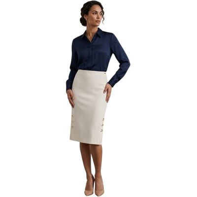 Boss Vevoka midi-rok met studs voor dames (Wit) 34 Boss Vevoka midi-rok met studs voor dames (Wit) 34