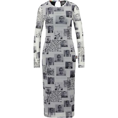 Boss Damesjurk met ronde hals en lange mouwen in bodycon-stijl met Keith Haring-print (Zwart) 38 Boss Damesjurk met ronde hals en lange mouwen in bodycon-stijl met Keith Haring-print (Zwart) 38
