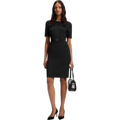 Boss Daleah-shiftjurk met boothals en korte mouwen voor dames (Zwart) 32 Boss Daleah-shiftjurk met boothals en korte mouwen voor dames (Zwart) 32