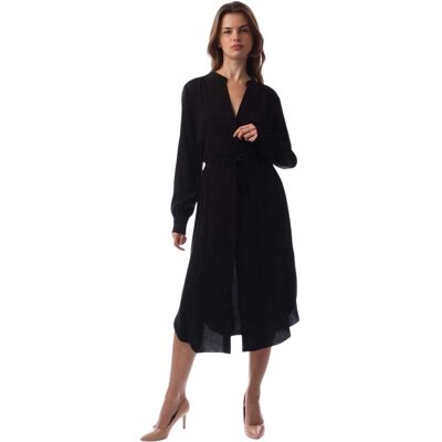 Boss Dibanorah midi-shirtjurk met V-hals en lange mouwen voor dames (Zwart) 36 Boss Dibanorah midi-shirtjurk met V-hals en lange mouwen voor dames (Zwart) 36