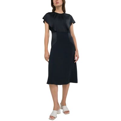 Boss Dames Satijnen Hoge Kraag Midi Jurk (Zwart) 32 Boss Dames Satijnen Hoge Kraag Midi Jurk (Zwart) 32