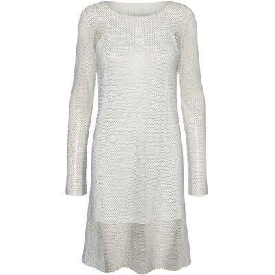 Vero Moda Dames Celine Mesh Crew Neck Mini Jurk (Sneeuwwit) S/M Vero Moda Dames Celine Mesh Crew Neck Mini Jurk (Sneeuwwit) S/M