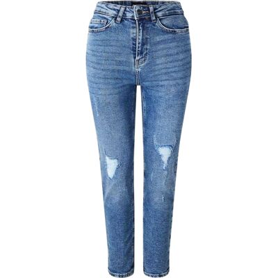 Pieces Damesjeans in denim met verweerde look en slank model (Medium Blauw) 28/30 Pieces Damesjeans in denim met verweerde look en slank model (Medium Blauw) 28/30