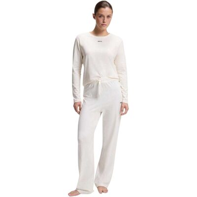Boss Katoenen pyjamabroek met logo voor dames (Wit) S Boss Katoenen pyjamabroek met logo voor dames (Wit) S