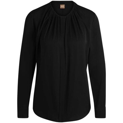 Boss Dames/Dames Zijden Regelmatige Blouse Met Lange Mouwen (Zwart) 32 Boss Dames/Dames Zijden Regelmatige Blouse Met Lange Mouwen (Zwart) 32