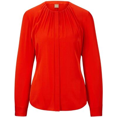 Boss Dames/Dames Zijden Regelmatige Blouse Met Lange Mouwen (Helder oranje) 44 Boss Dames/Dames Zijden Regelmatige Blouse Met Lange Mouwen (Helder oranje) 44