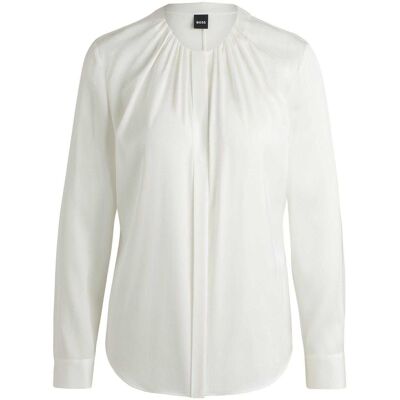 Boss Dames/Dames Zijden Regelmatige Blouse Met Lange Mouwen (Wit) 44 Boss Dames/Dames Zijden Regelmatige Blouse Met Lange Mouwen (Wit) 44
