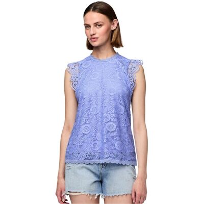 Pieces Damesblouse met kant, hoge hals, normale pasvorm en zonder mouwen (Hortensia) 36 Pieces Damesblouse met kant, hoge hals, normale pasvorm en zonder mouwen (Hortensia) 36