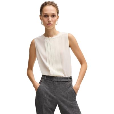 Boss Dames/Dames Jewel Gekraagde Regelmatige Mouwloze Blouse (Wit) 32 Boss Dames/Dames Jewel Gekraagde Regelmatige Mouwloze Blouse (Wit) 32
