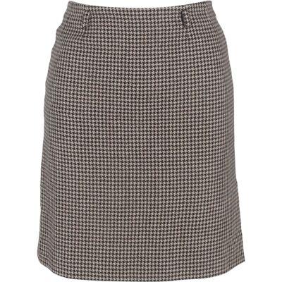 Max Mara Pre-owned Max Mara minirok met pied-de-pouleprint in beige wol 38 Max Mara Pre-owned Max Mara minirok met pied-de-pouleprint in beige wol 38
