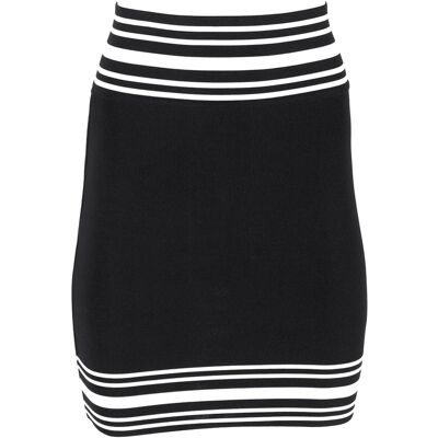 Balmain Pre-owned Balmain gestreepte minirok van stretchstof in zwarte viscose S Balmain Pre-owned Balmain gestreepte minirok van stretchstof in zwarte viscose S