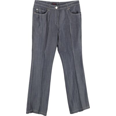 Escada Pre-owned Escada Rechte Broek met Zichtbare Stiksels in Grijze Katoen 36 Escada Pre-owned Escada Rechte Broek met Zichtbare Stiksels in Grijze Katoen 36